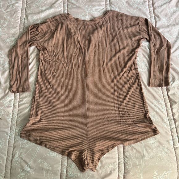 Aerie Ribbed Oversize Romper Long Sleeve Loungewear Sleep Cozy Size Medium - Picture 5 of 6
